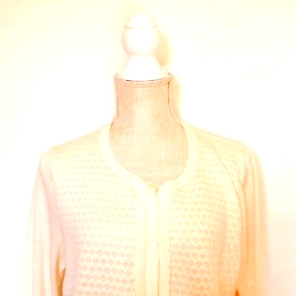 ANN TAYLOR Sweater Cream Career Casual Embellished Design XL - Picture 2 of 10